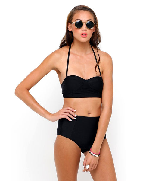 Longline Bikini Bottom in Black