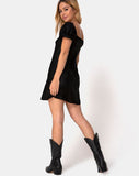 Lonma Mini Dress in Satin Cheetah Black