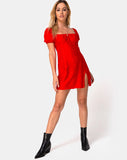 Lonma Dress in Satin Cheetah Red