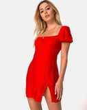 Lonma Dress in Satin Cheetah Red