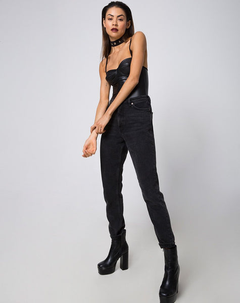 Lonty Bodice in Pu Matte Black