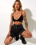 Image of Loose Fit Denim Short in Black Wash