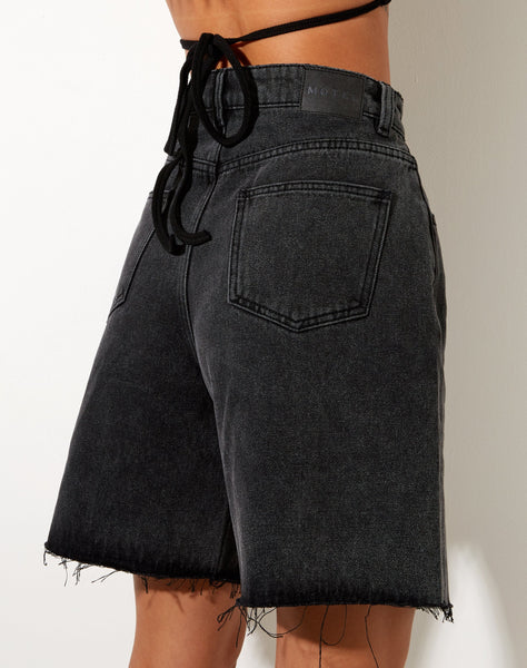 Image of Loose Fit Denim Short in Black Wash