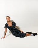 image of Lorani Midi Dress in Butterfly Vine Flock Blue