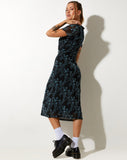 image of Lorani Midi Dress in Butterfly Vine Flock Blue