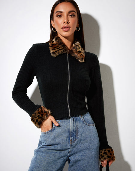 Zen Crop Top in Night Leopard Brown