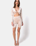 Lorya Crop Top in Cream Crushed Velvet