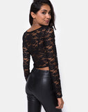 Lorya Crop Top in Lace Black