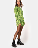 Lotsun Jumper Dress in Snake Lime