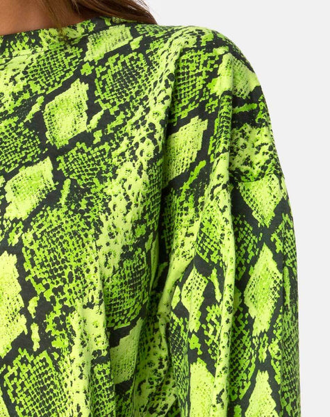 Lotsun Jumper Dress in Snake Lime