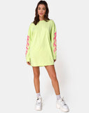 Lotsun Sweatshirt in Flurogreen with Flame