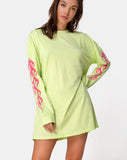 Lotsun Sweatshirt in Flurogreen with Flame