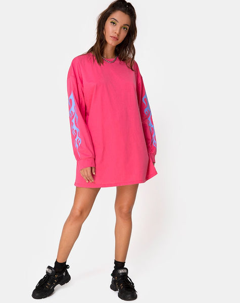 Lotsun Sweatshirt in Pink with Flame