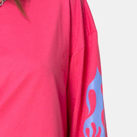 Lotsun Sweatshirt in Pink with Flame