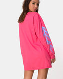 Lotsun Sweatshirt in Pink with Flame