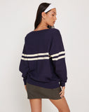 Image of Louna Jumper in Peacoat Blue with White Stripe