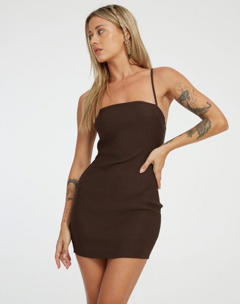 image of Lovana Mini Dress in Bitter Chocolate