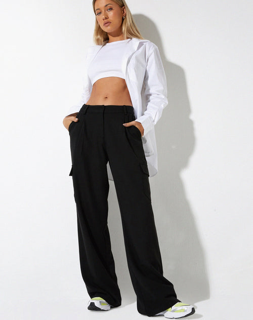 image of image of Low Rise Abba Cargo Trouser in Tailoring Black