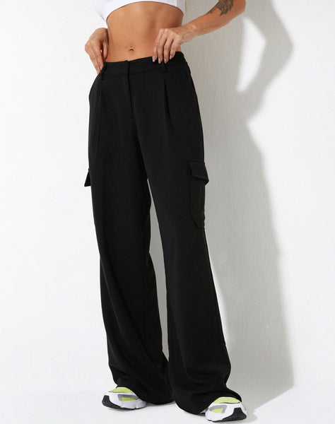 image of image of Low Rise Abba Cargo Trouser in Tailoring Black