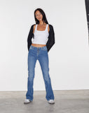 image of Low Rise Exposed Button Jeans in Vintage Blue Wash