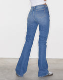 image of Low Rise Exposed Button Jeans in Vintage Blue Wash