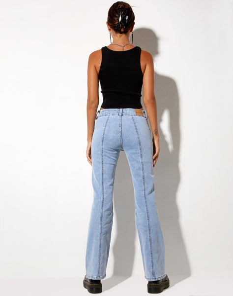 Image of Low Rise Seam Jeans in Super Light Wash Blue