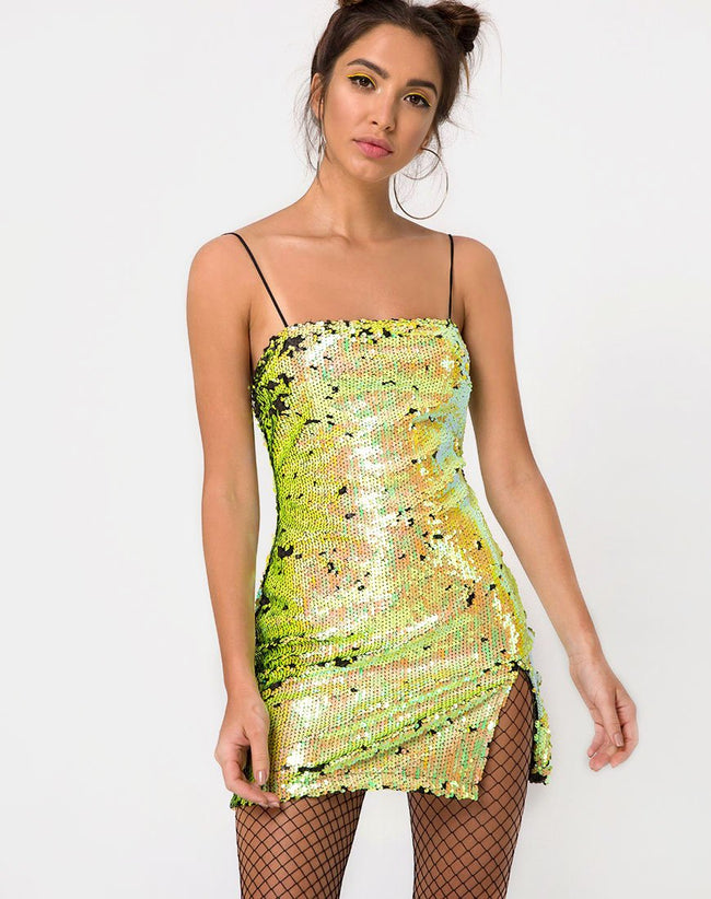 Lucky Bodycon Dress in Citrus Black Sequin