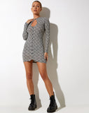 Luder Mini Dress in Optic Square Black and White