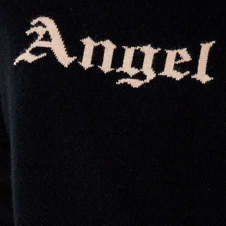 Lulees Jumper in Knit Black with 'Angel' in Cream