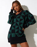 Image of Lulees Jumper in Large Geo Black and Green