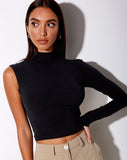 Luly Crop Top in Polycrepe Black