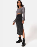 Lyra Midi Skirt in Black Stone Wash