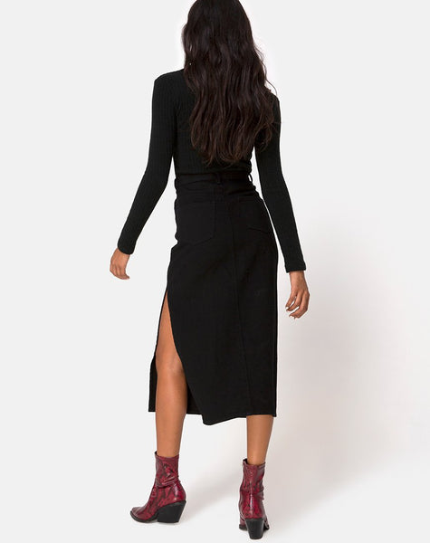 Lyra Midi Skirt in Black