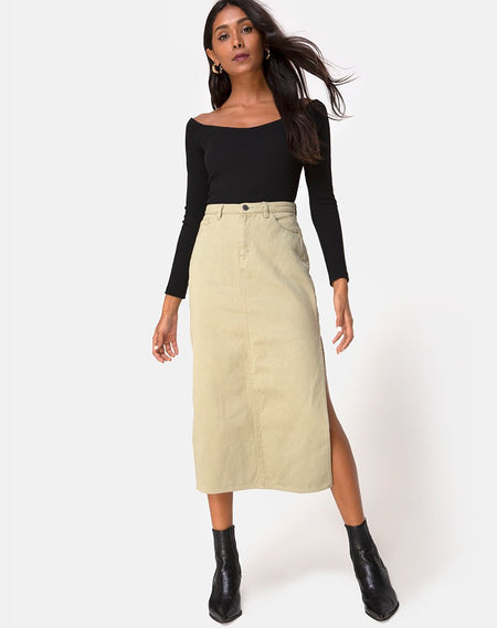 Saika Midi Skirt in Flock Ditsy Leopard Taupe