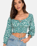 Lancer Crop Top in Floral Field Green