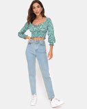 Lancer Crop Top in Floral Field Green