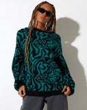 Image of Mably Jumper in Jagged Swirl Green and Black