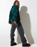 Image of Mably Jumper in Jagged Swirl Green and Black