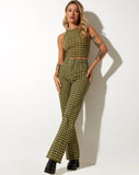 image of Zoven Flare Trouser in Chevron Green