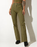 image of Zoven Flare Trouser in Chevron Green