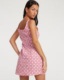 image of Maghfira Mini Dress in Apple Check Blush Red