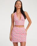 image of Nanda Crop Top in Apple Check Blush Red