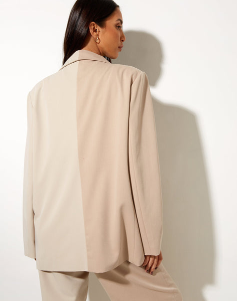 Image of Maiwa Blazer in Contrast Tan and Beige