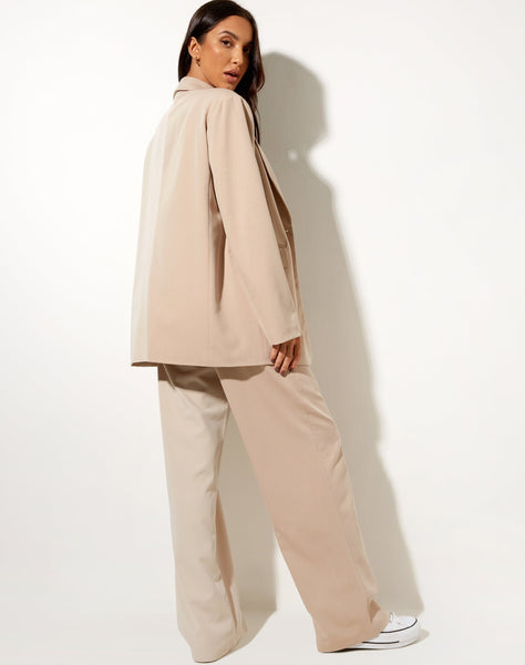 Image of Maiwa Blazer in Contrast Tan and Beige