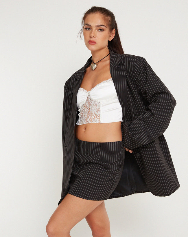 Image of Ima Mini Skirt in Pinstripe Black