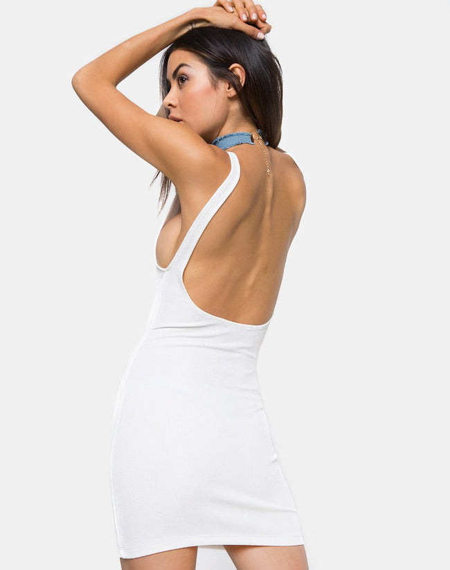 Maiza Bodycon Dress in Baby Rib Ivory