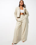 Yeria Wide Leg Trouser in PU Ecru