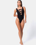 Makana Swimsuit in Crinkle Rib Black