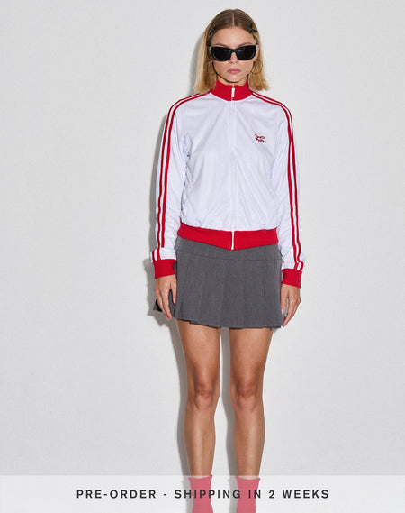 Lennon Zip Up Jacket in Red with White Side Stripes