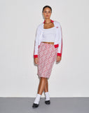 Image of Rujina Midi Skirt in Ditsy Floral Blush Red